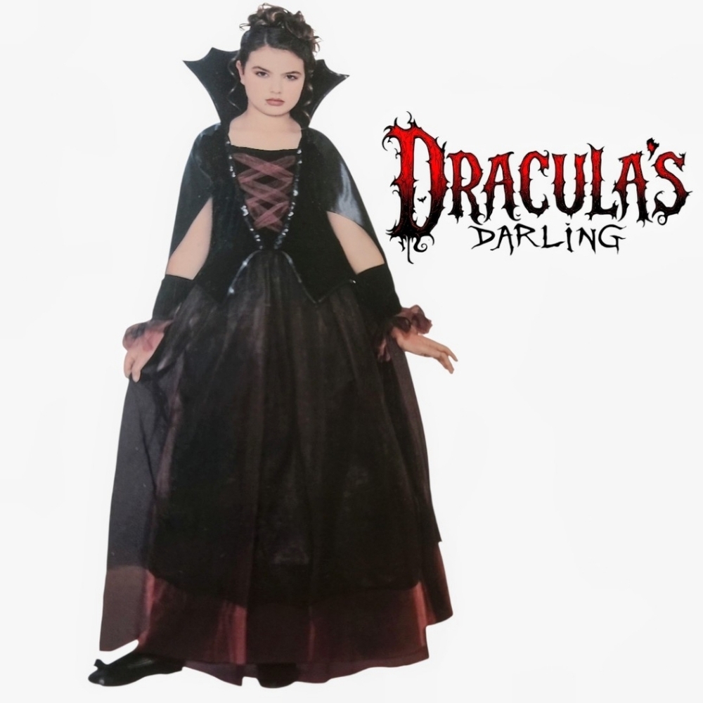 NWT Dracula's Darling Vampire Costume Gothic Dress Bat Wings Girls 7/8